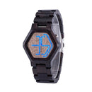 LED Display Wooden Watch Men Wristwatches Wood Night Vision