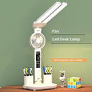 Foldable LED Table Light Eye Protection Multifunction Desk Lamp With Thermometer Calendar Fan Pen Holder Study Reading Fan Light