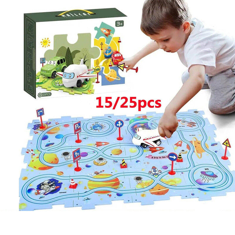 DIY Car Track Puzzle Play Set Preschool Educational Montessori Toy Gift For Kids