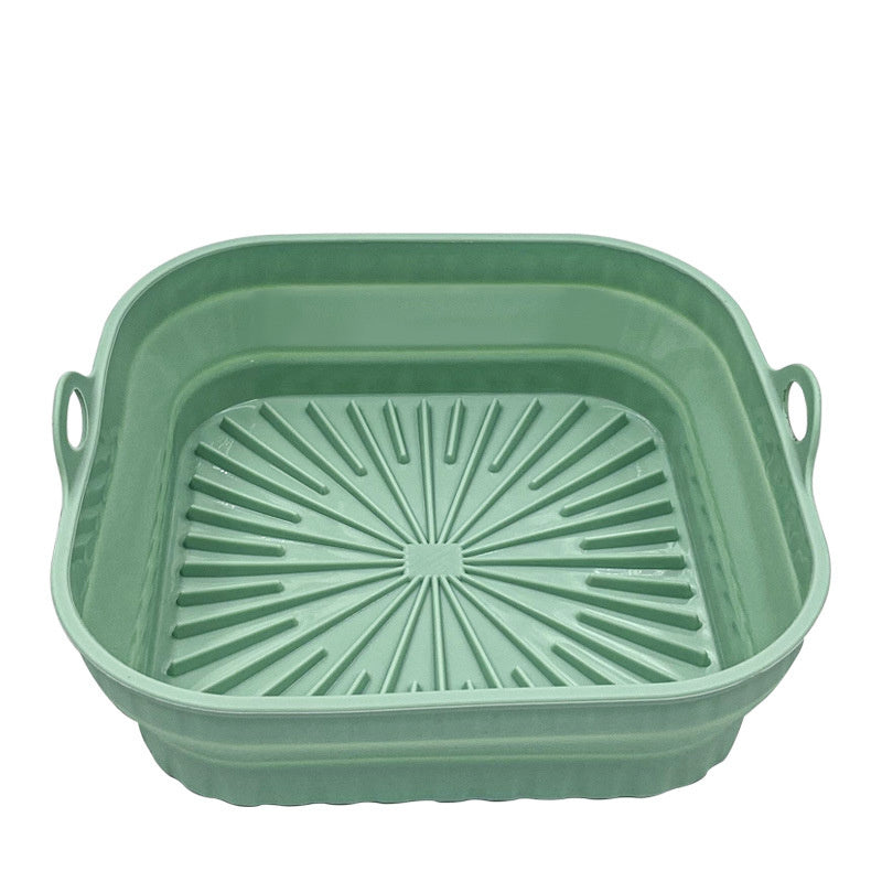 Kitchen Collapsible Air Fryer Silicone Pot Reusable Round Square Liners Basket For Air Fryer Non-slip Baking Tray Oven Accessories