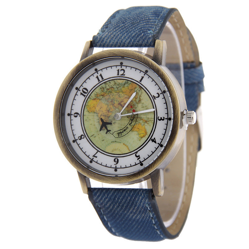 Airplane second hand canvas strap watch