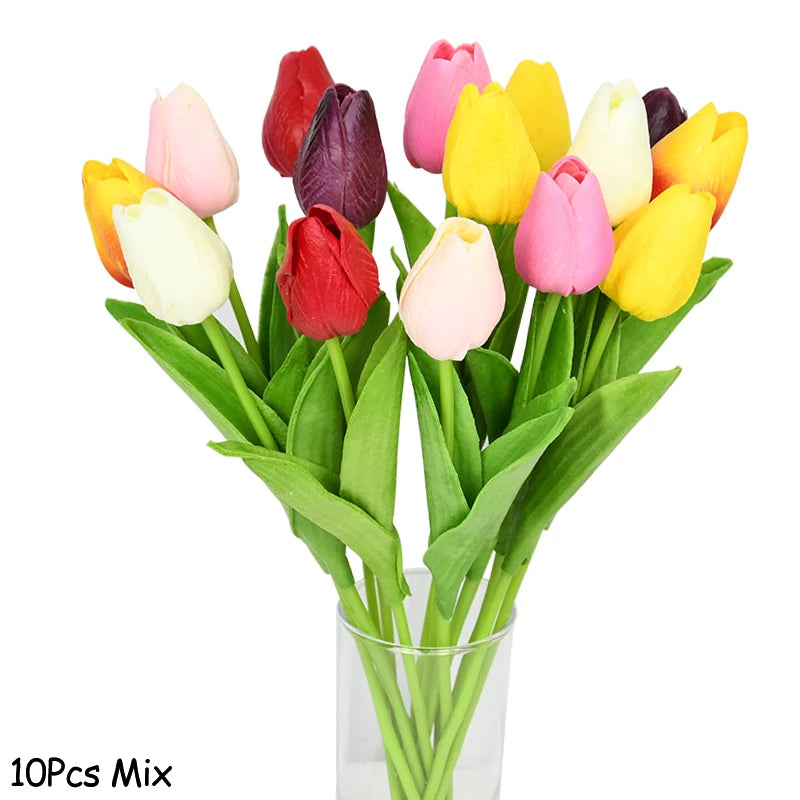 10PCS Fake Tulips Artificial Flower Real Touch for Home Decoration