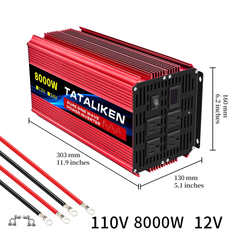 12V/24V To 110V AC Pure Sine Power Inverter 1600W~10000W  Power 60HZ  Converter Car Accessories Solar