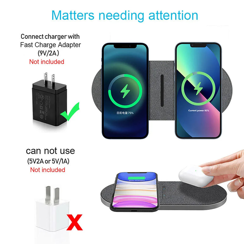 2 in 1 40W Wireless Charger for Samsung S23 S22 20W