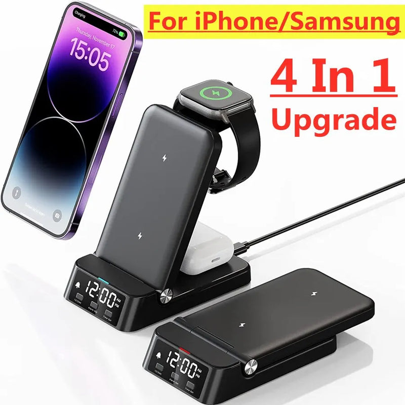 15W 4 In 1 Wireless Charger Stand For iPhone, Apple Watch Airpods Fast Charging Dock Station