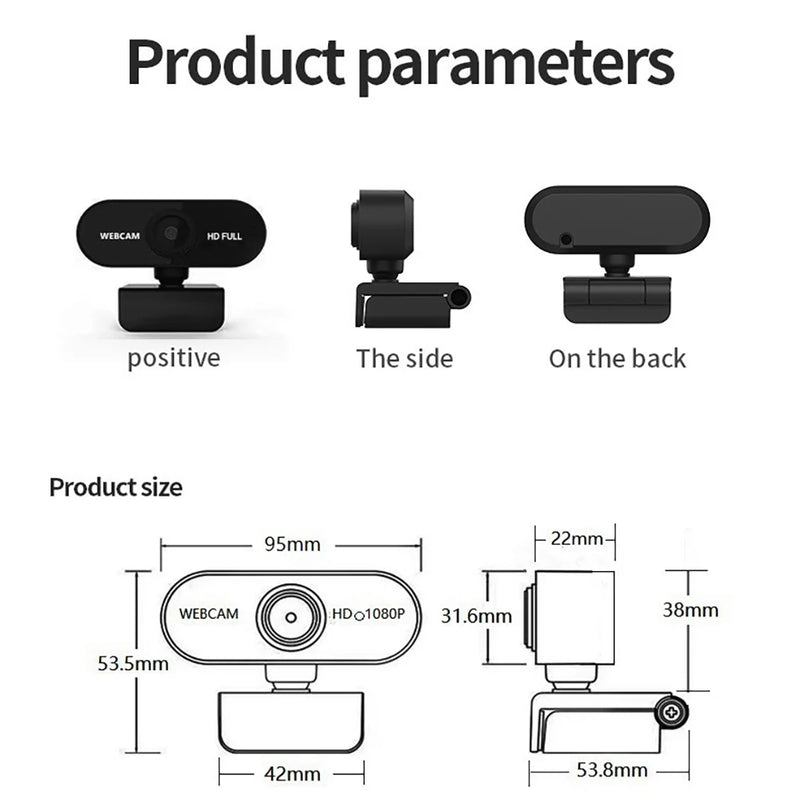 Webcam Mini PC HD 2k Camera With Microphones 360 ° Rotation USB Plug and Play Driver-Free For Desktop Computer Laptop Video Call