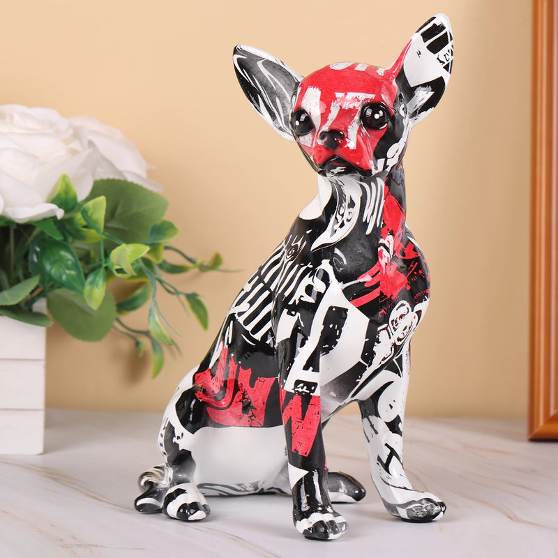 Creative Color Chihuahua Dog Statue Resin