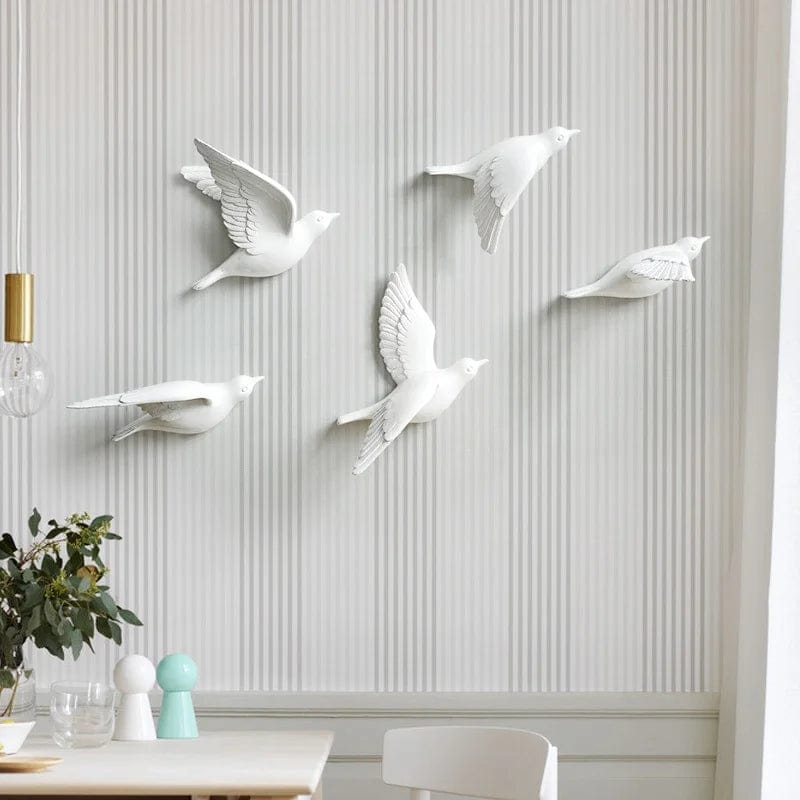 Triogift 5pcs 3D Pigeon Wall Hanging Wall Paste Creative Porch