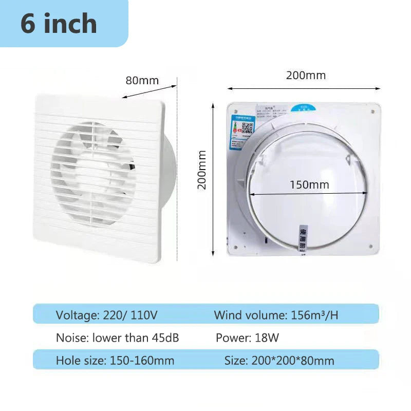 4/6/8 Inch Household Ventilation Fan Powerful Air Purification