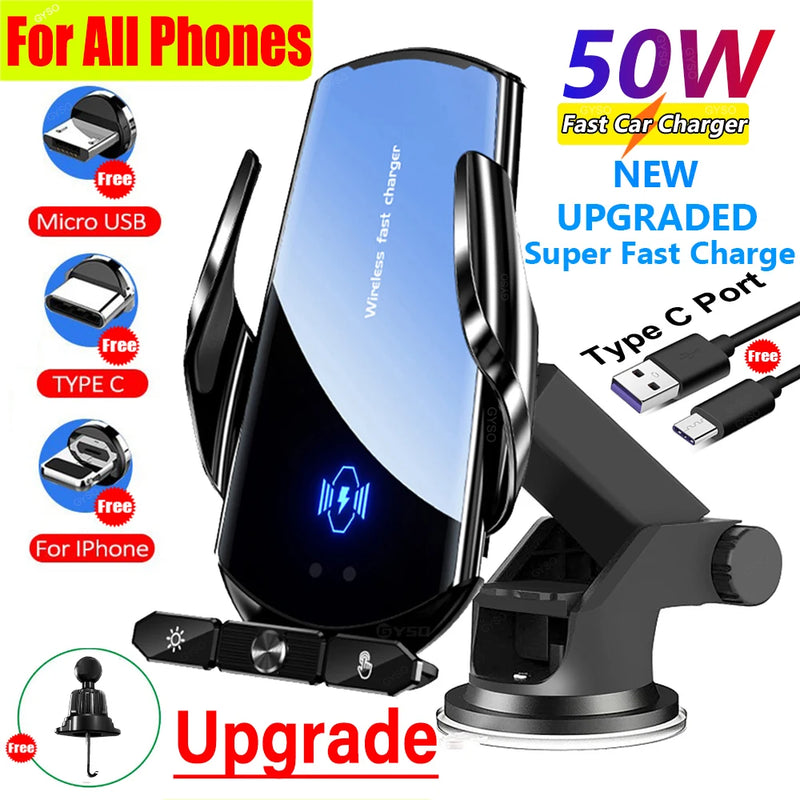 50W Wireless Chargers Car Air Vent Stand Phone Holder