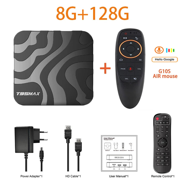 2024 T95 Max TV BOX Android 12 Dual Band Wifi 2.4G&5.8G TVBOX BT4.0 6K 1080P 8GB 128GB