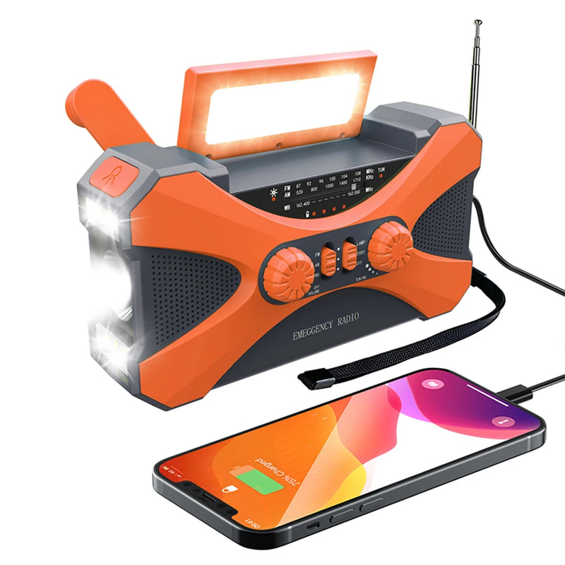 10000mAh Emergency Solar Power Radio USB Charging Hand Crank Radio