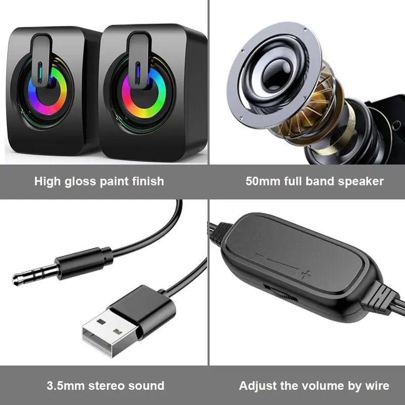 Computer Speakers PC Sound Box HIFI Stereo Microphone For Desktop Computer