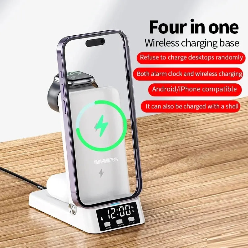 15W 4 In 1 Wireless Charger Stand For iPhone, Apple Watch Airpods Fast Charging Dock Station