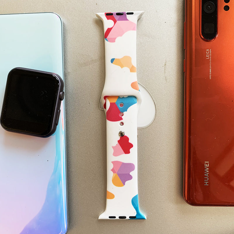 Compatible with Apple, Watch Iwatchse Printed Silicone Strap Pattern