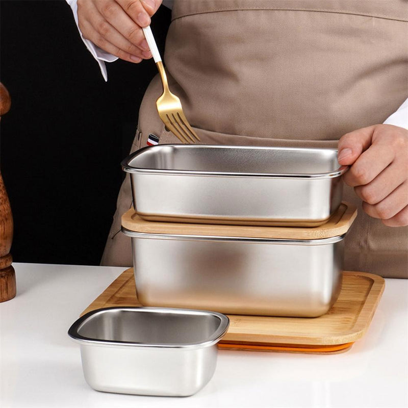 Stainless Steel Bamboo Cover Lunch Box