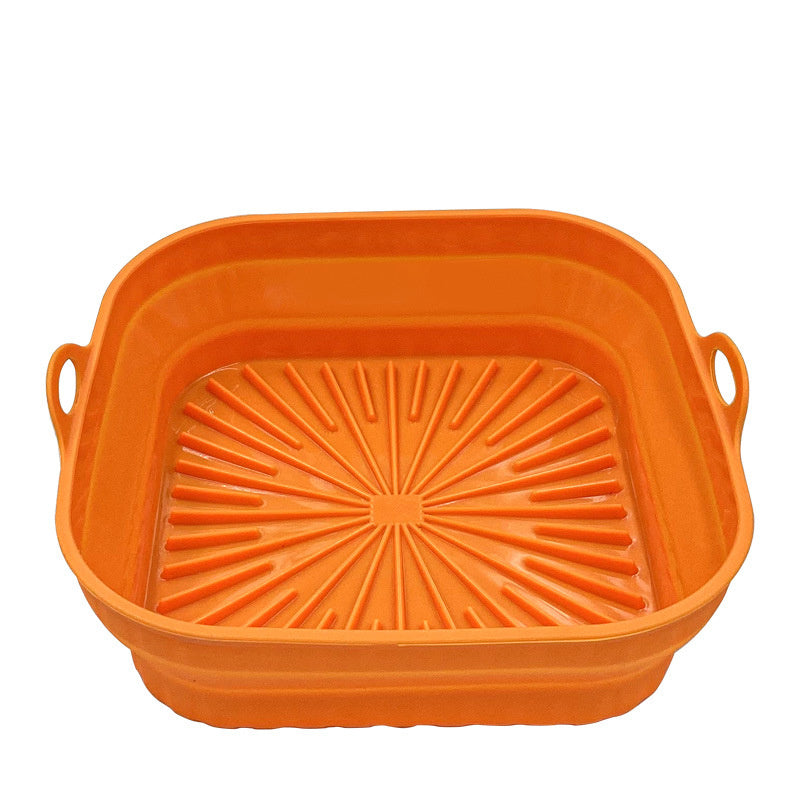 Kitchen Collapsible Air Fryer Silicone Pot Reusable Round Square Liners Basket For Air Fryer Non-slip Baking Tray Oven Accessories